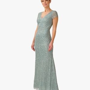 Adrianna Papell Sparkling Sage Evening Gown